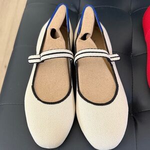 Rothy's Cream and Blue Flats